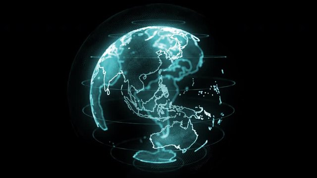 Global Hologram Effect Loop, digital global map, Earth, world map
