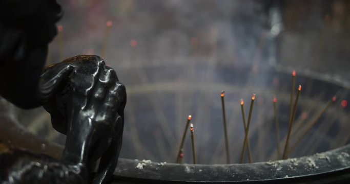 Smoke in a traditional Taiwanese Incense Burner at the Longshan Temple in Taipei, Taiwan, Republic of China. Happy Chinese new year!