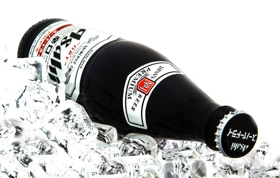 Asahi Super Dry Beer on ice