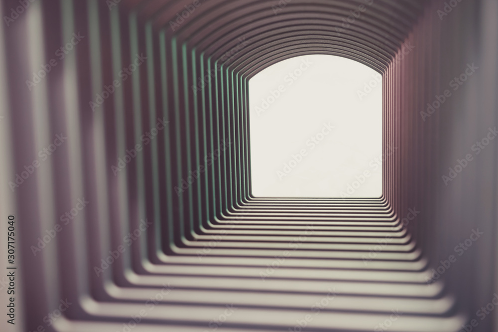 Aufkleber beautiful abstract gray tunnel with color light on a white shine in the end background.