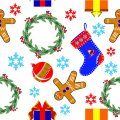 Christmas seamless pattern. Illustration on a white background.