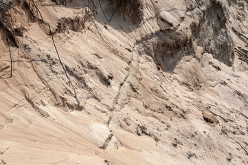 Closeup of cliff slope. The shoreline of Baltic sea in Poland
