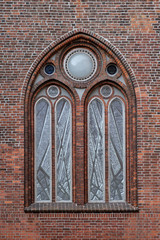Gothic window of the cathedral in the old city. Riga.