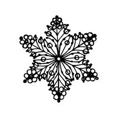 Christmas snowflakes on white background. New year and Christmas design elements. Greeting card invitation with xmas snow. Vintage illustration.