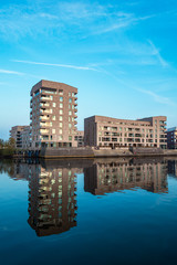 Obraz premium Blick auf die Holzhalbinsel in Rostock