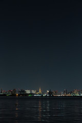 Naklejka premium 夜景が見える水辺