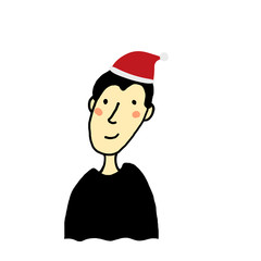 クリスマス帽子のお兄さん8 サル顔