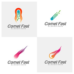 Set of Comet Logo Vector, Comet Logo Design Template, Icon Symbol, Illustration