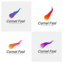 Set of Comet Logo Vector, Comet Logo Design Template, Icon Symbol, Illustration