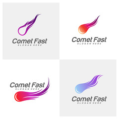 Set of Comet Logo Vector, Comet Logo Design Template, Icon Symbol, Illustration