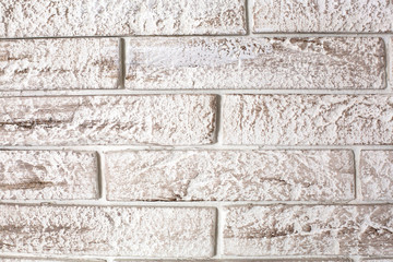 Background of white brick painted with dark paint, vintage design wall