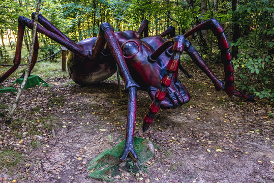 Strysza Buda, Poland - August 6, 2018: Giant ant in Cassubian Park of Giants - family theme park in Strysza Buda, small village in Cassubia region