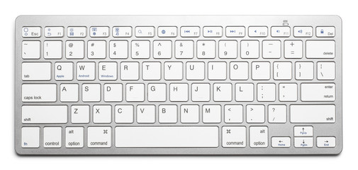 Wireless keyboard, isolated on white background