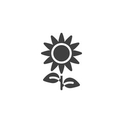Sunflower vector icon. filled flat sign for mobile concept and web design. Flower plant glyph icon. Symbol, logo illustration. Vector graphics