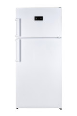 Refrigerator Isolated on White Background. Modern Kitchen and Domestic Major Appliances