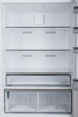 Fototapeta premium Refrigerator Isolated on White Background. Modern Kitchen and Domestic Major Appliances