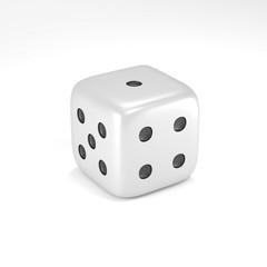 Realistic white silver dice isolated on white background with clipping path. Hobbies, professional occupations.Collection different dice casino gambling, 3d illustration highly detailed resolution