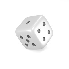 Realistic white silver dice isolated on white background with clipping path. Hobbies, professional occupations.Collection different dice casino gambling, 3d illustration highly detailed resolution