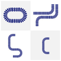 Set of Railroads Design Vector, Railroads Design Template, Icon Symbol, Illustration