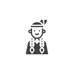 Native american man vector icon. filled flat sign for mobile concept and web design. Hippie human glyph icon. Symbol, logo illustration. Vector graphics