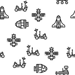 Astronaut Equipment Seamless Pattern Vector Thin Line. Illustrations