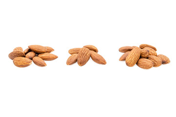 Almond nuts isolated with white background.