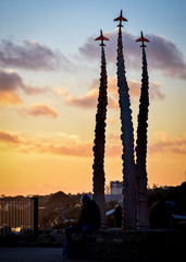 Silhouette of a monument at sunset