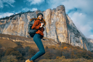 woman hiking in mountains