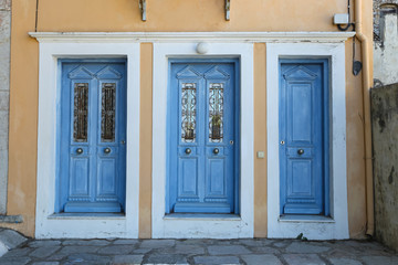Doors of a House in Symi Island, Greece