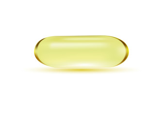 Realistic pill isolated on white. Template for medicine background. Antibiotic, vitamin or drug vector illustration.