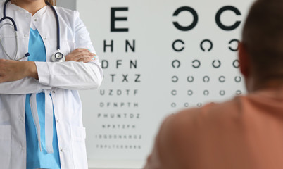 Patient at eyesight check