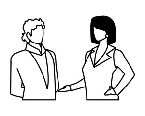 business couple faceless on white background