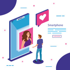 Smartphone and people design, Digital technology communication social media internet and web theme Vector illustration