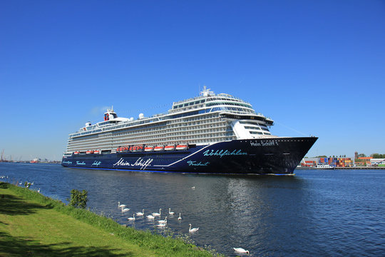 Velsen, The Netherlands - May 7th 2018: Mein Schiff 1 TUI Cruises
