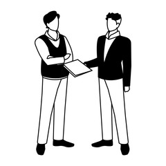 businessmen standing with various views, poses