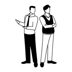 businessmen standing with various views, poses