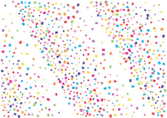 Festive color square confetti background. Abstract frame confetti texture for holiday, postcard, poster, website, carnival, birthday, children's parties. Cover confetti mock-up. Wedding card layout