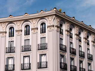 Fototapeta na wymiar Facade of apartment building in Madrid, Spain