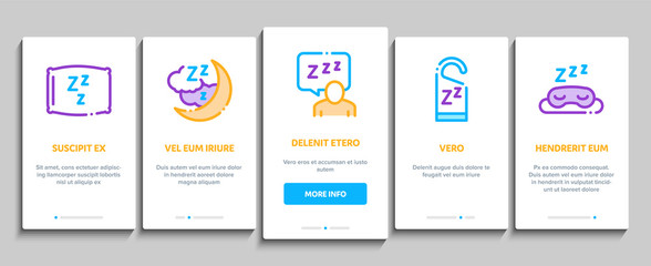 Fototapeta na wymiar Sleeping Time Devices Onboarding Mobile App Page Screen. Sleeping Human Silhouette, Pillow And Bed, Clock And Book, Moon And Cup Of Tea Concept Illustrations