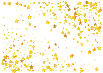 Festive glitter gold star confetti background. Abstract frame confetti texture for holiday, postcard, poster, website, carnivals, birthday and children's parties. Cover confetti mock-up. Wedding card