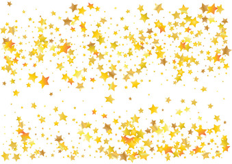 Festive glitter gold star confetti background. Abstract frame confetti texture for holiday, postcard, poster, website, carnivals, birthday and children's parties. Cover confetti mock-up. Wedding card