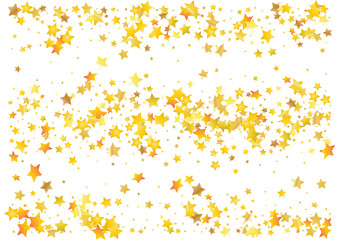 Festive glitter gold star confetti background. Abstract frame confetti texture for holiday, postcard, poster, website, carnivals, birthday and children's parties. Cover confetti mock-up. Wedding card
