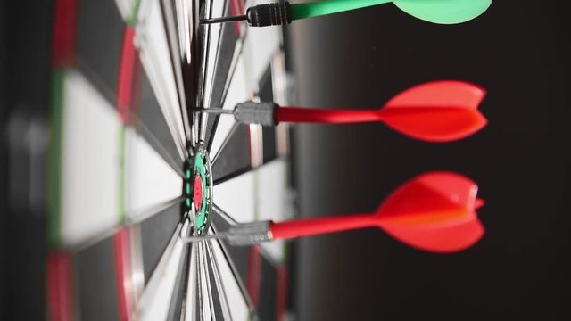 Throwing darts in the target, missing target, target marketing concept.