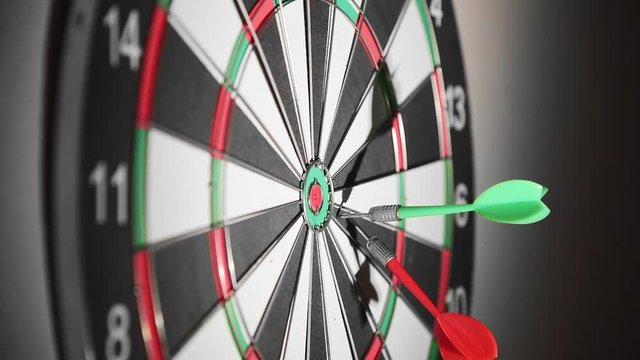 Throwing darts in the target, missing target, target marketing concept.