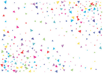 Festive color triangle confetti background. Abstract frame confetti texture for holiday, postcard, poster, website, carnival, birthday, children's parties. Cover confetti mock-up. Wedding card layout