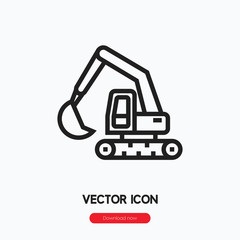 Fototapeta na wymiar Excavator icon vector. Linear style sign for mobile concept and web design. Excavator symbol illustration. Pixel vector graphics - Vector. 