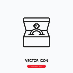 Ring box icon vector. Linear style sign for mobile concept and web design. Ring box symbol illustration. Pixel vector graphics - Vector.	