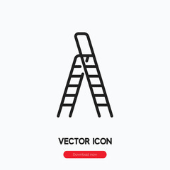 Ladder icon vector.  Linear style sign for mobile concept and web design. Ladder symbol illustration. Pixel vector graphics - Vector.