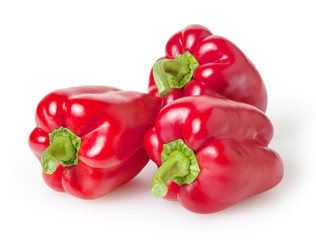 Red peppers isolated on white background with clipping path