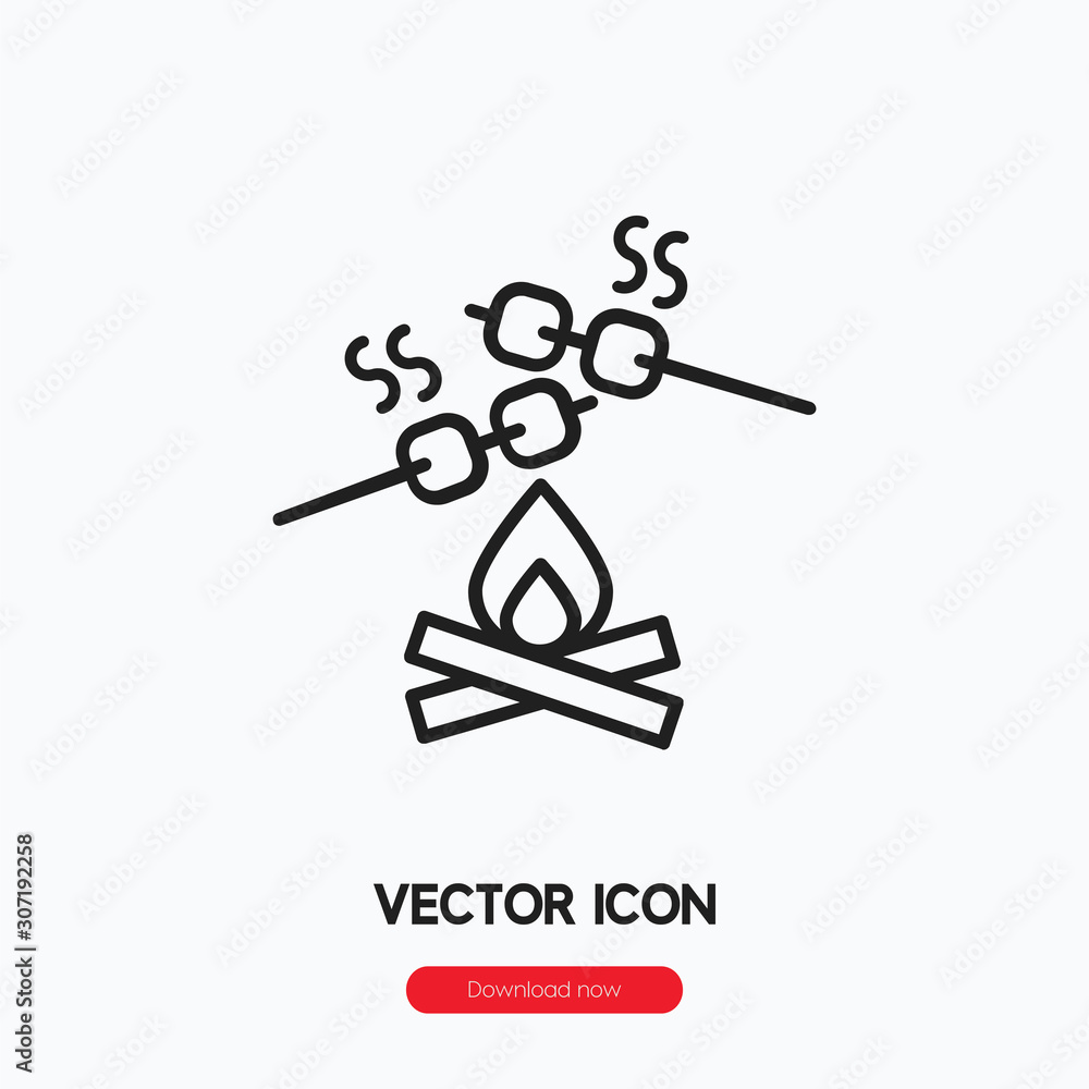 Poster marshmallow icon vector. linear style sign for mobile concept and web design. marshmallow symbol ill